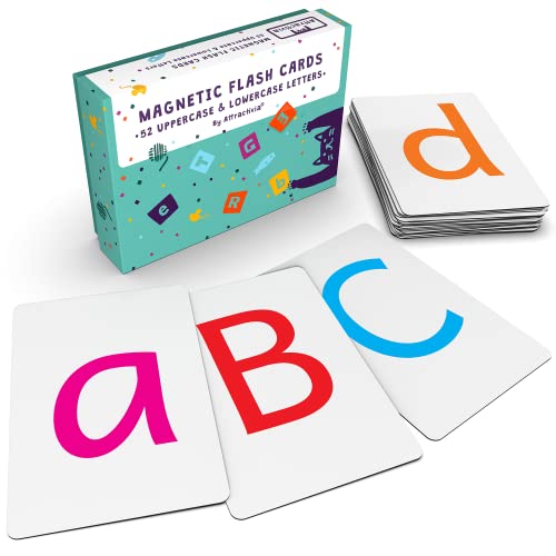 Attractivia Magnetic Big Alphabet ABC Flash Cards - 52 Sturdy Uppercase & Lowercase Large Letters, Colored - for Classroom Teachers, Homeschool, ESL, Kids and Adults - style: Colored Uppercase & Lowercase