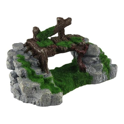 Fish Tank Decorations Bridge Ornament, Resin Craft Creative Fish Tank Ornaments Moss Rockery Shape Decoration DIY Landscaping(Green)