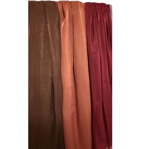 Women Premium Hijab Head Scarf Lightweight Shimmer Scarves Crepe Wedding Shawls and Wraps for Evening Dresses Shiny - color: Brown 9#