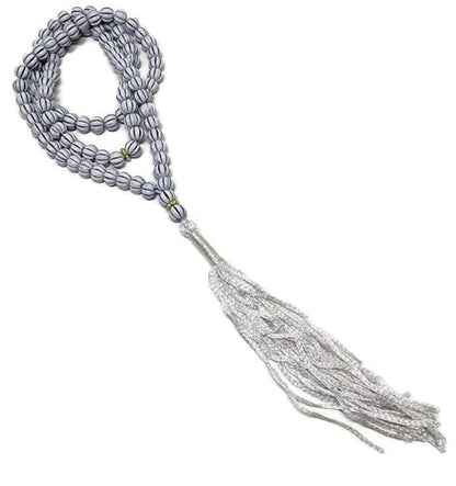 Islam Tasbih 99 Beads Muslim Misbaha Subha Rosary AMN-410 Islamic Prayer dhikr with Decorated Tassels Eid Ramadan Praying Religious Gift (White)
