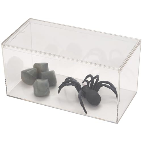 Pioneer Plastics 083CAQUA Clear Micro Habitat Terrarium, Tarantula Enclosure, Desktop Aquarium, 7.75" W x 3.75" D x 3.75" H