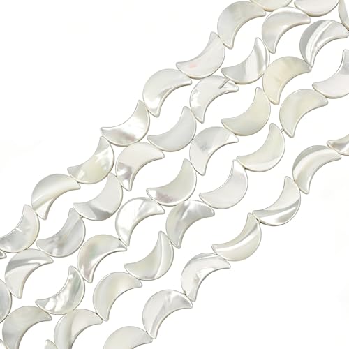 8x12mm Natural White Mother of Pearl Shell Moon Beads for Jewelry Making - color: 8x12mm Moon Shape