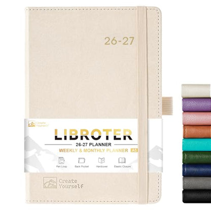 2026-2027 Planner - Academic Planner 2026-2027 Weekly Monthly Planner, July 2026 - June 2027, 5.7'' x 8.4'', Thick Paper, Leather Cover, Pen Holder, Back Pocket, Perfect Daily Organizer - Off-white - color: Off-white