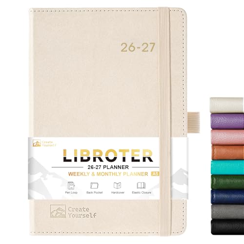 2026-2027 Planner - Academic Planner 2026-2027 Weekly Monthly Planner, July 2026 - June 2027, 5.7'' x 8.4'', Thick Paper, Leather Cover, Pen Holder, Back Pocket, Perfect Daily Organizer - Off-white - color: Off-white