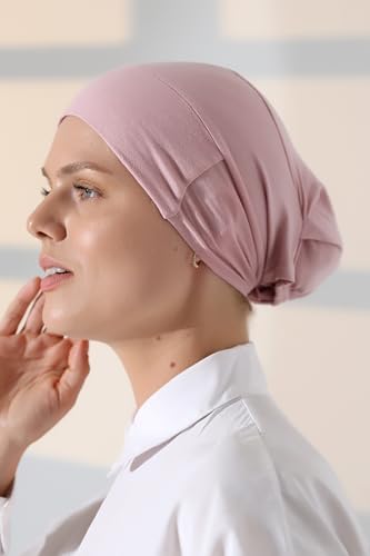 ihvan online, Hijab Cap, Beanie Undercap Scarf, Turban Head Wraps for Women, Hair Wrap, Muslim Under Scarf Hijab Cap - color: Pink