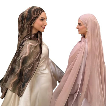 ZGMYC Watercolour Floral Printed Hijab Scarf for Women Soft Modal Cotton Instant Hijab Head Wraps Shawls Long Scarves - color: Color 22