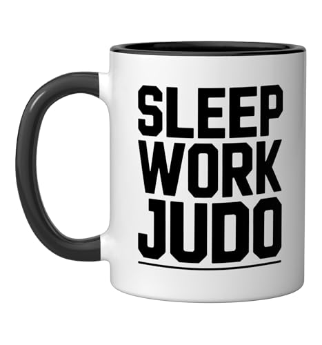Judo Dad Life Humor Between Work Sleep Mat Time Martial Arts Ceramic Mug, Black/White - color: Black/White