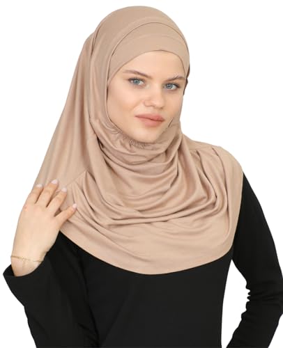 Prien Chic Ready To Wear Hijab For Women, Muslim Long Turban Undercap Set, Instant Scarf, Prayer Clothes For Girls, Abaya - color: Deep Mink