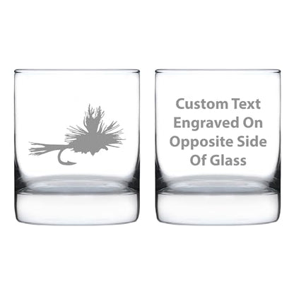Custom Fly Fishing - Personalized Whiskey Rocks Glass - Unique Flyfishing Themed Gifts for Fishermen - 10.25 Ounce - Customized Bourbon Glass Gift - style: Custom
