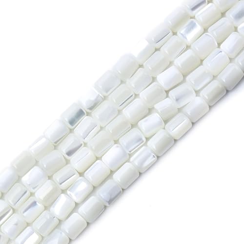 5x6mm Natural White Mother of Pearl Shell Barrel Beads for Jewelry Making - color: 5x6mm Barrel Shape
