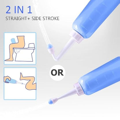 Portable Bidet for Travel-350ml Bottle with Adjustable Nozzle (Angled & Straight), Gentle Portable Cleansing - color: Blue