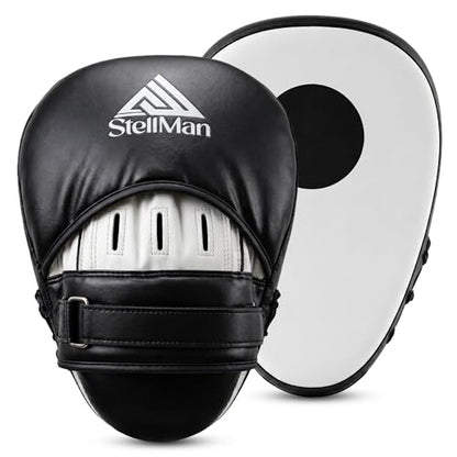 Focus Pads for Boxing & MMA Training | Lightweight Curved Punch Mitts with Shock-Absorbing Foam | Kickboxing, Muay Thai & Sparring Target Pads for Coaches & Fighters - color: Black/White