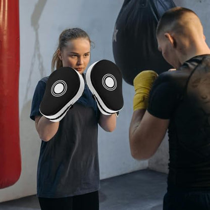 KALLORY Curved Boxing Pads Focus Mitts Thickened Punching Mitts with Five-Finger Handle for Boxing Kickboxing Martial Arts Training Black