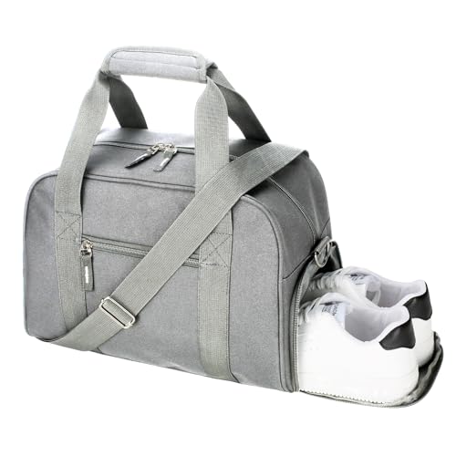 SeaRock 14 inch Small Gym Bag for Men & Women, Mini Duffle Bag with Shoe Compartment, Carry On Duffel Bag for Travel Sports, Gray - color: Grey