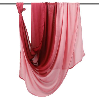 Premium Ombre Viscose Hijab Scarf for Women Muslim Lightweight Gradient Color Shade Hair Wraps Long Hijabs Scarves - color: Red