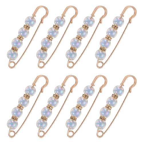 MECCANIXITY Pearl Brooch Pins Decorative Sweater Safety Pin Brooch - color: Color Blue, size: 2.95"