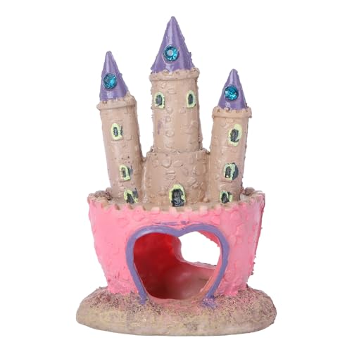 POPETPOP Aquarium Decorations Heart Castle - Fish Tank Decorations Cichlids Fish Hideout House for Girls Gift Toy Pink