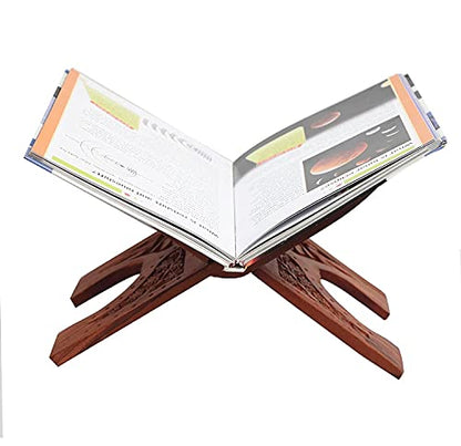 Sheesham Wooden Hand Carved Holy Book Stand for Quran, Bible, Bhagwat, Gita, Ramayana & Guru Granth Sahib for Reading Rehal Stand (RD06, 13 inches)