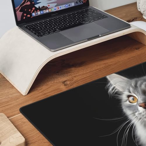 XXL Gaming Mouse Pad 35.4x15.7 Inch, Large Extended Desk Mat | Mousepad with Cat Design, Non-Slip Rubber Base, Water-Resistant Surface and Stitched Edges for Gaming, Office & Home - color: Cat