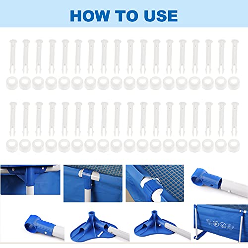 36Pcs Plastic Pool Joint Pins & Pool Seals(2.36 Inch) | Compatible with Intex 13'-24' Above Ground Round Metal Frame Pools and Intex Rectangular Metal Frame Pools - size: 2.36 Inch