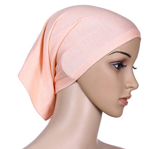 5 Pcs Under Scarf Hijab Caps Undercap Hijab Stretch Solid Color Tube Bonnet Underscarf Headwear Turban Hat Headwrap - color: Set 3