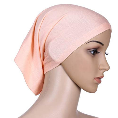 5 Pcs Under Scarf Hijab Caps Undercap Hijab Stretch Solid Color Tube Bonnet Underscarf Headwear Turban Hat Headwrap - color: Set 3