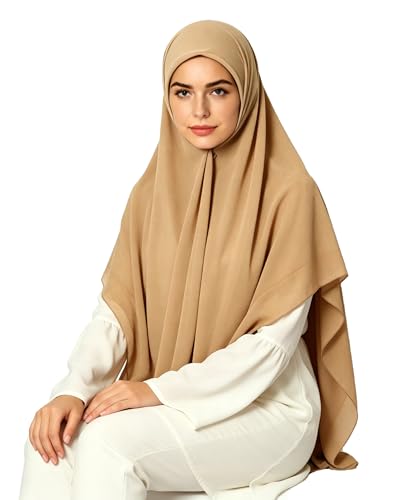 Lina & Lily Premium Chiffon Hijab Head Scarf Shawl Wrap for Muslim Women Square 58'' x 58'' - color: Camel