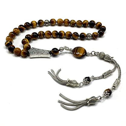 Design -Tiger Eye Stone Series Worry Beads - Prayer Beads (8 mm-33 Beads) Tesbih-Tasbih-Tasbeeh-Misbaha-Masbaha-Subha-Sebha-Sibha-Rosary (Stylist Prayer Beads (8 mm-33 Beads)) - color: Stylist Prayer Beads (8 mm-33 Beads)