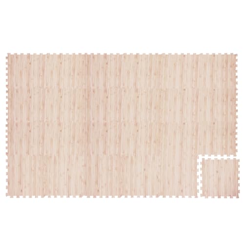 Giantex Wood Grain Floor Tiles Foam Mat, 24 PCS EVA Foam Puzzle Mats, 20'' x 20'' Interlocking Exercise Mat, Floor Padding for Furniture, Living Room, Bedroom, Gym, Home Office, Basement, Light Oak - size: 63 sq. ft. (24 pcs)