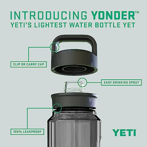 YETI Yonder Water Bottle with Yonder Chug Cap, Lightweight, Leakproof and BPA-Free - color: Charcoal, style: 50oz