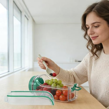 Leak-Proof 35oz Salad Jar, Leak-Proof Dressing Cup With Lid, Reusable BPA-Free Side-Opening Food Storage Container, For Office, Travel and Picnic,1 Ps (Green)