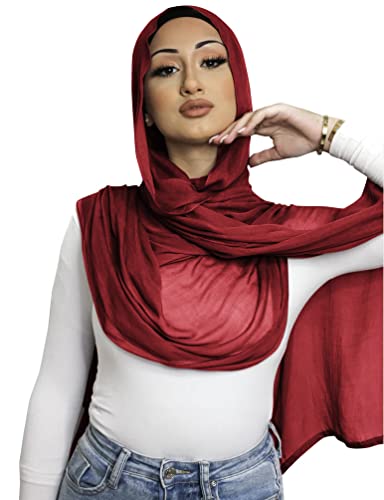 Txameru Women's Viscose Cotton Hijab Scarf - color: Burgundy
