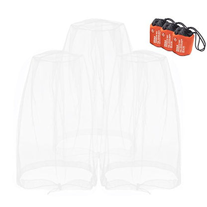 Anvin Mosquito Head Mesh Nets Gnat Face Netting for No See Ums Insects Bugs Gnats Biting Midges from Any Outdoor Activities, Works Over Most Hats Comes with Free Stock Pouches (3pcs, White) - color: White