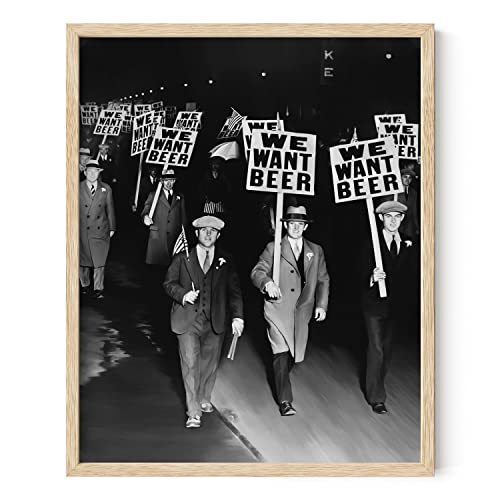 HAUS AND HUES Beer Poster Vintage Prints - We Want Beer Prohibition Wall Art for Men, Bar Art Vintage Posters, Prohibition Decor Funny Wall Art, Black and White Photos for Wall Decor (Unframed 16x20) - color: Want B, size: 16"L x 20"W