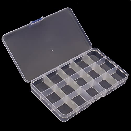 SINJEUN 32 Pack 15 Grids Plastic Jewelry Organizer Box, Clear Jewelry Storage Boxes with Removable Dividers, Small Beads Storage Container for Art and Crafts, Fishing Tackles