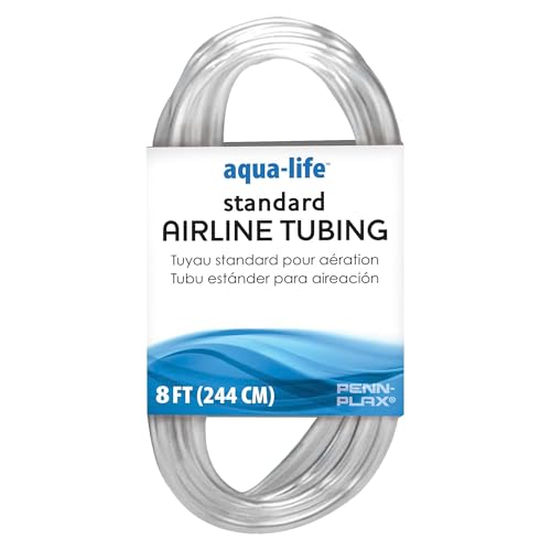 Penn-Plax Aqua-Life Standard Airline Tubing - 3/16 Inch Flexible Airline Hose for Aquarium Pumps, Fish Tank Line for Air Stones & Filters - Safe for Freshwater & Saltwater - 8 ft Long, Clear - size: 8 Feet, style: Plastic