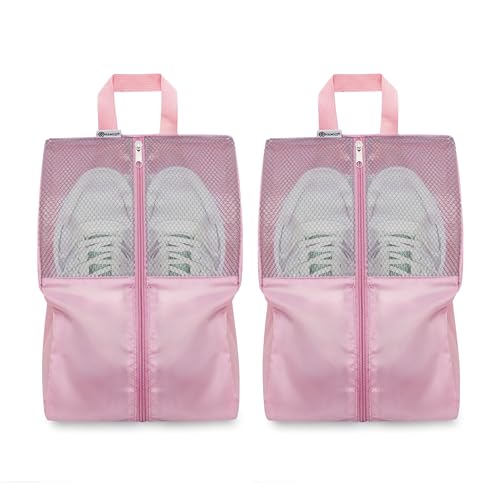Shoe Bags For Travel, Used As For Storage or Shoe Travel Bag, Featuring Waterproof Nylon Sneaker Bag. (Light Pink, 2 Pack, Medium) - color: Light Pink, 2 Pack, size: Medium