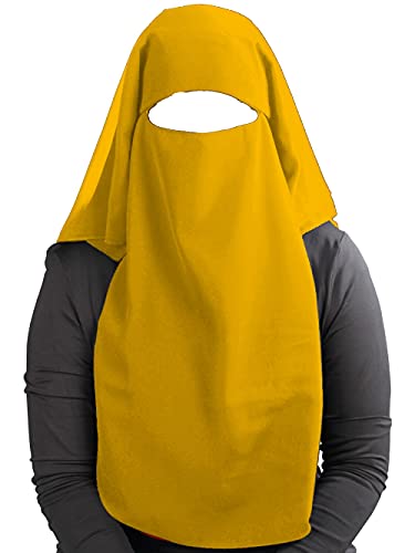 MyBatua 3 Layers Saudi Niqab In Breathable Georgette, Wholesale Price, 1pc Face Veil NQ-003 - color: Mustard