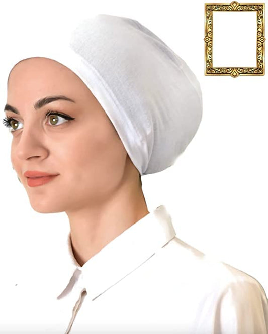 Muslim Mini Hijab Cap for Women, Hijab Undercap, Inner Bonnet, Turkish Hijab Underscarf Cap 100% Cotton 2pcs/Set - color: White