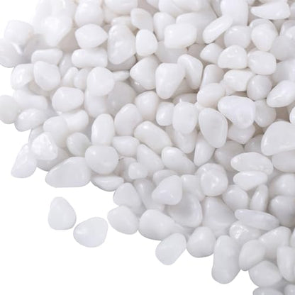 15lbs White Rocks, 3/8 Inch Small White Pebbles for Plants, Vase, Garden, Decorative Pea Gravel for Landscaping, Polished - size: 15lb, style: White