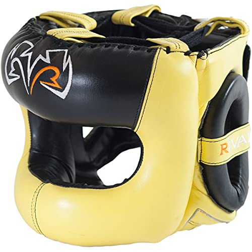 RIVAL Boxing RHGFS3 Face-Saver Sparring Headgear - Wide Eye Opening, Premium Leather, and Thermoplastic Inner Frame - color: Yellow, size: Large-X-Large