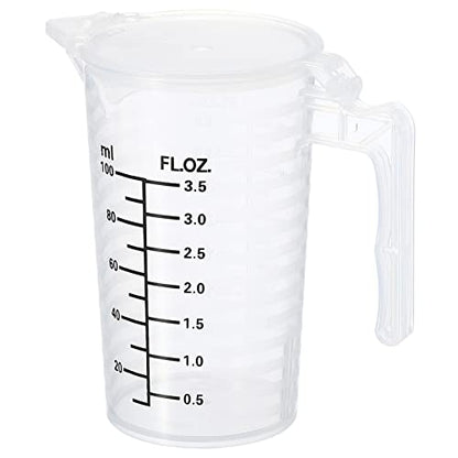 PATIKIL Graduated Beaker, 100ml PP Plastic Liquid Measuring Cup Double Sided Black Graduations with Handle Lid and Spout for Lab Kitchen Home - size: 100ml