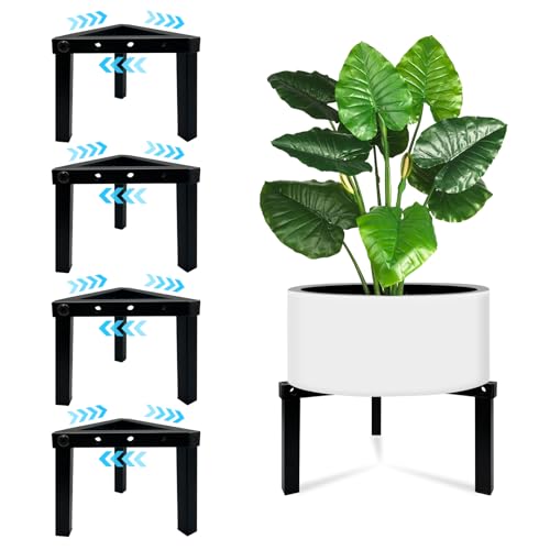 4 Pcs Three Legs Adjustable Metal Plant Stand for 5"-10" Plant Pot – Indoor & Outdoor (Black, 4 Pack) - color: Mini 4Pcs 3Legs Black 5-10", style: 3 - Mini