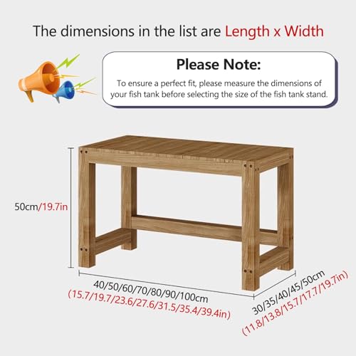 Indoor Storage Rack, With Non-slip Foot Pads, Solid Wood Fish Tank Stand, Customizable Size, Suitable For Home, Office And Hotel Use(70x50cm/27.6x19.7in) - size: 70x50cm/27.6x19.7in