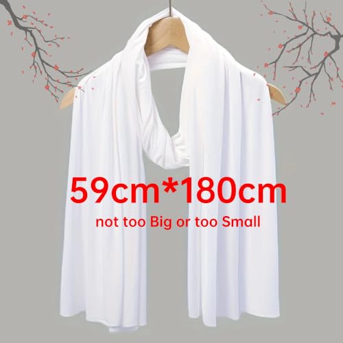Muslin Hijab Scarf for Women Long Headscarves Solid Head Wraps Soft Pashminas Shawls - color: White Muslim Hijab Scarf