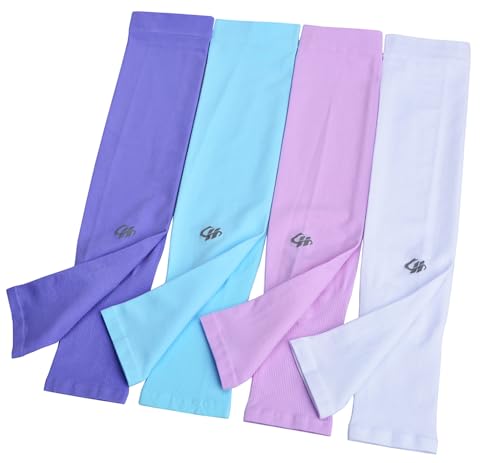 HOPESHINE Arm Sleeves UV Sun Protection Cooling UPF 50+ 4-Pairs for Men Women Cycling, Golf, Outdoor Sports - color: Purple+light Purple+light Blue+white, size: XXL-XXXXL