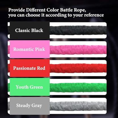 Black Battle Ropes - 1.5in x 30ft Heavy Workout Rope for Home Gym - style: Black