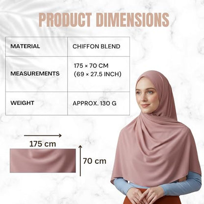 NOOR Chiffon Hijab Set for Women - Pack of 5 Lightweight Non-Slip Scarves, Premium Breathable Fabric, Gift-Ready Packaging - color: Mix Colors 6