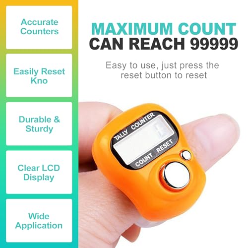 Digital Finger Clicker Counter - 5-Digit LCD Handheld Tally for Lap/Pitch/Knitting/Crochet/People Counting - Multi-Function Device for Classroom, Sports & Events