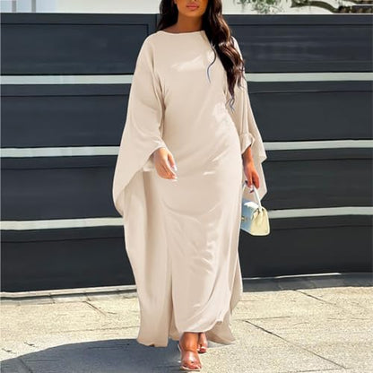 Muslim Dresses for Women One-Piece Long Sleeve Islamic Prayer Dress O Neck Slim Fit Islamic Evening Gown - color: White, size: Medium